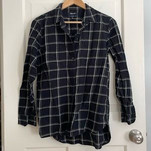 Madewell Women’s Classic Black White Plaid Button Down Shirt